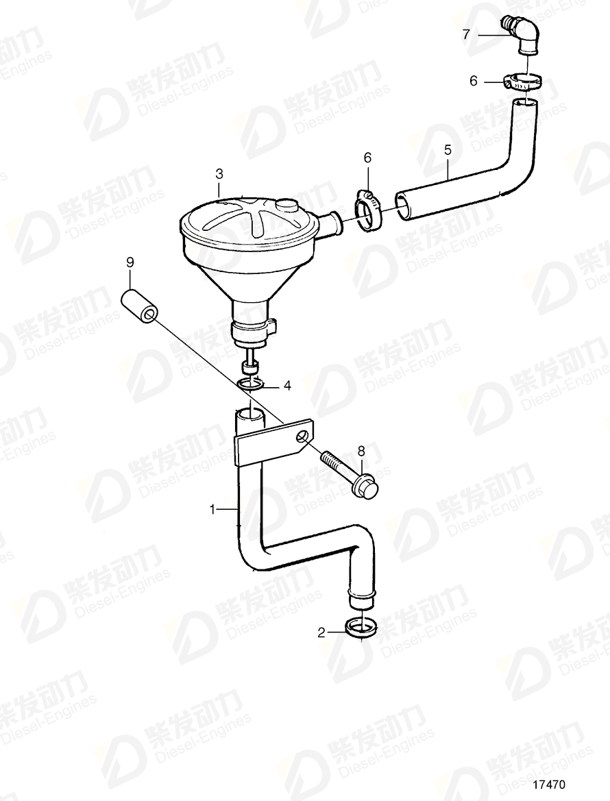 volvo penta Breather pipe 3825013 Drawing volvo penta Breather pipe 3825013 Drawing